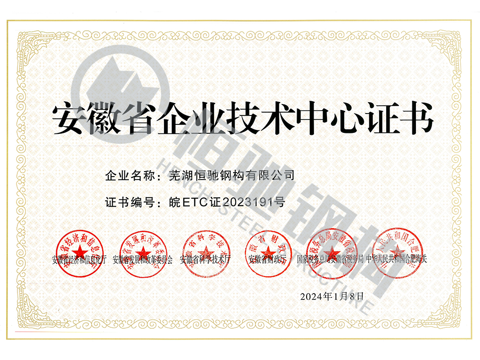 安徽省企业技术中心证书